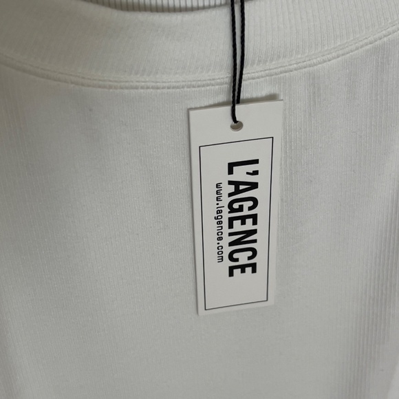 NWT L'AGENCE JOANNA off white ribbed long sleeve tee size M boat neck modal USA - Picture 5 of 6